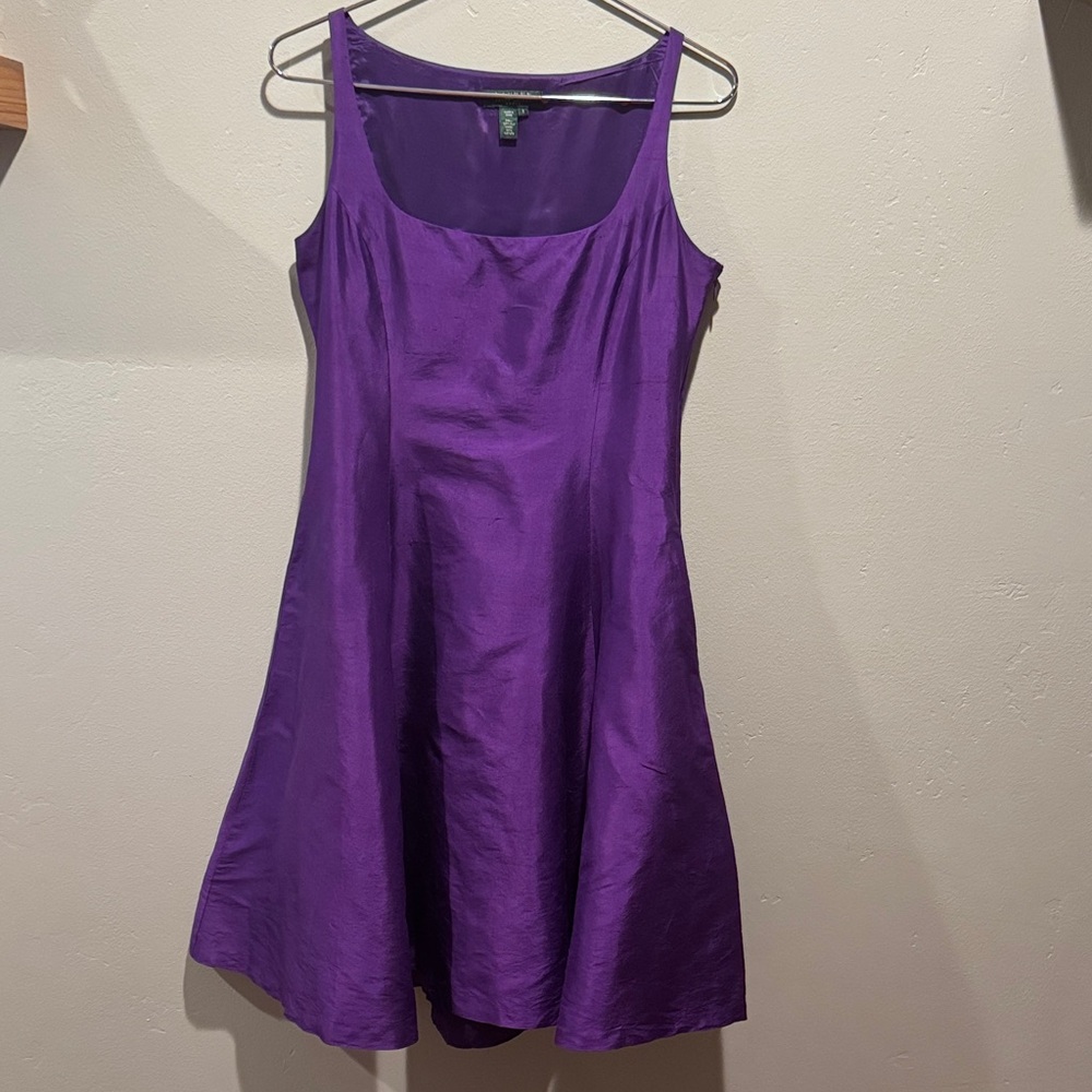 Lauren Ralph Lauren Royal Purple Silk Flowy Pleated Flowy Evening Slip Dress